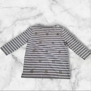 Garnet Hill Size Small Gray Stripe Embellished Long Sleeve